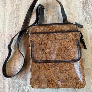 Relic by Fossil Paisley Embossed Crossbody Handbag Purse, EUC
